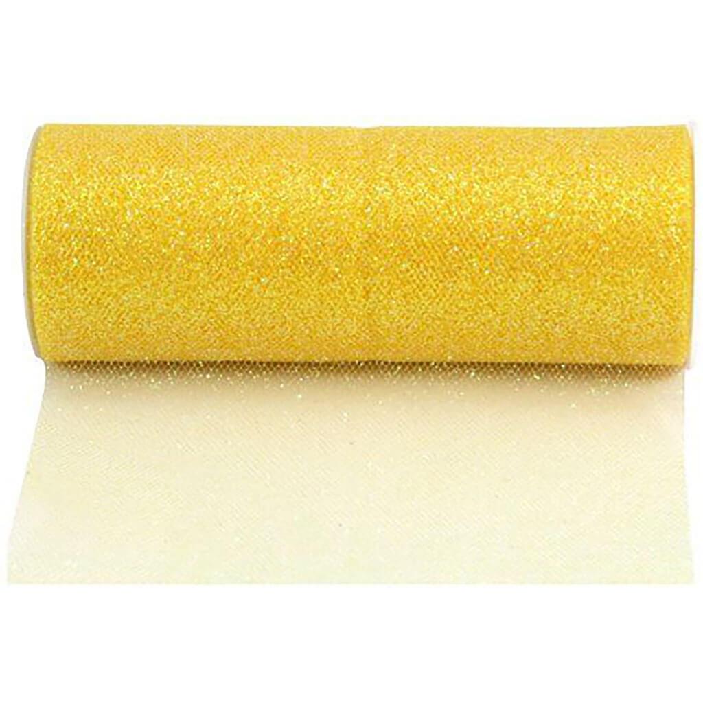 Glitter Tulle 6in x 25yd Lemon Yellow