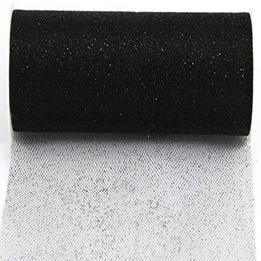 Glitter Tulle 6in x 25yd Black