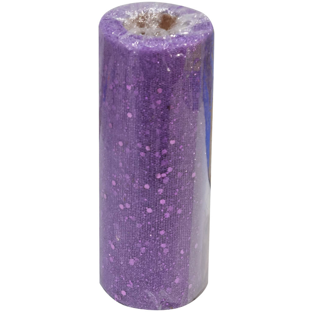 Glitter Tulle Confetti 6in x 10yd Lavender