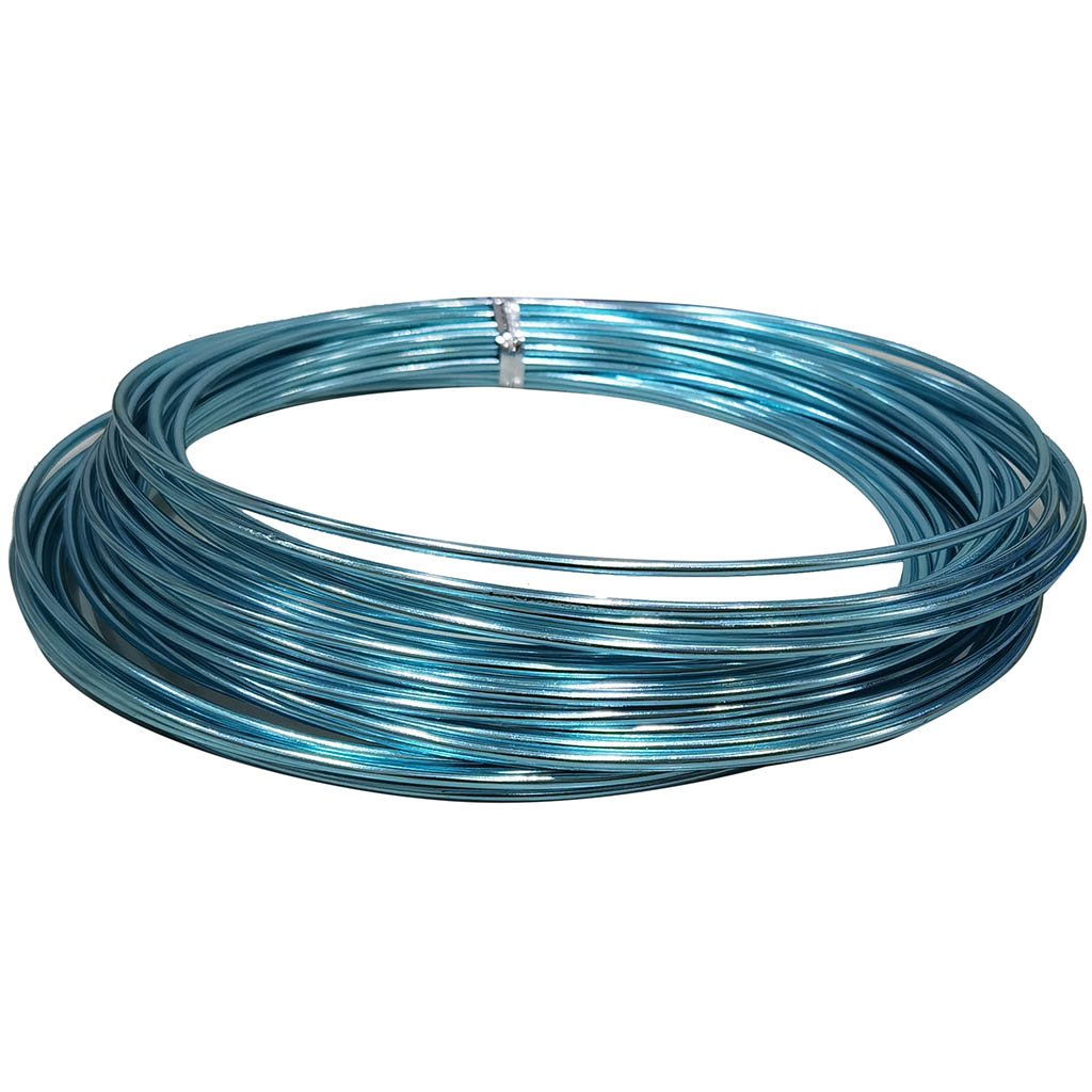 Aluminium Round Wire 2mm x 13yd Light Blue