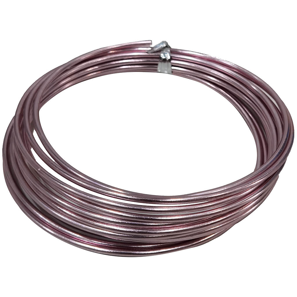 Aluminium Round Wire 3mm x 5.5yd 9 Gauges Pink