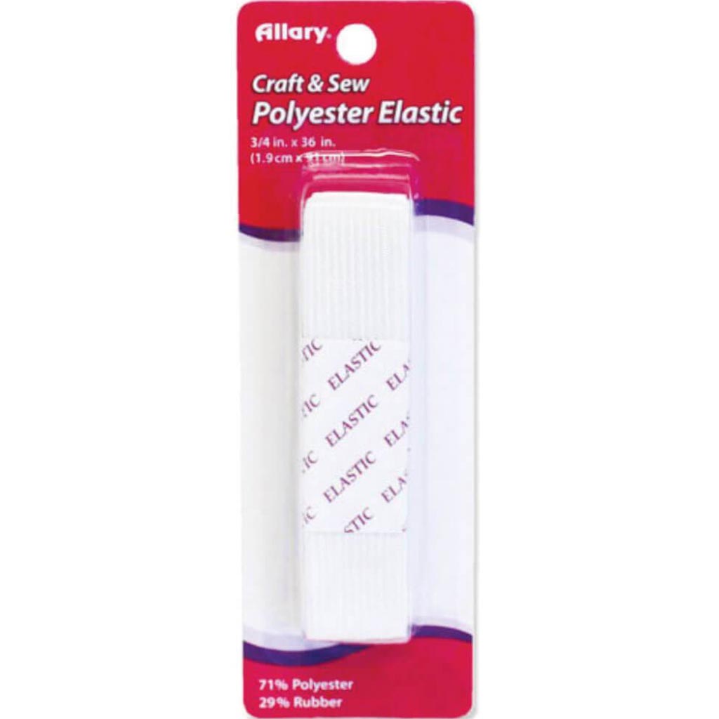 Allary Polyester Elastic .75in x 1yd White