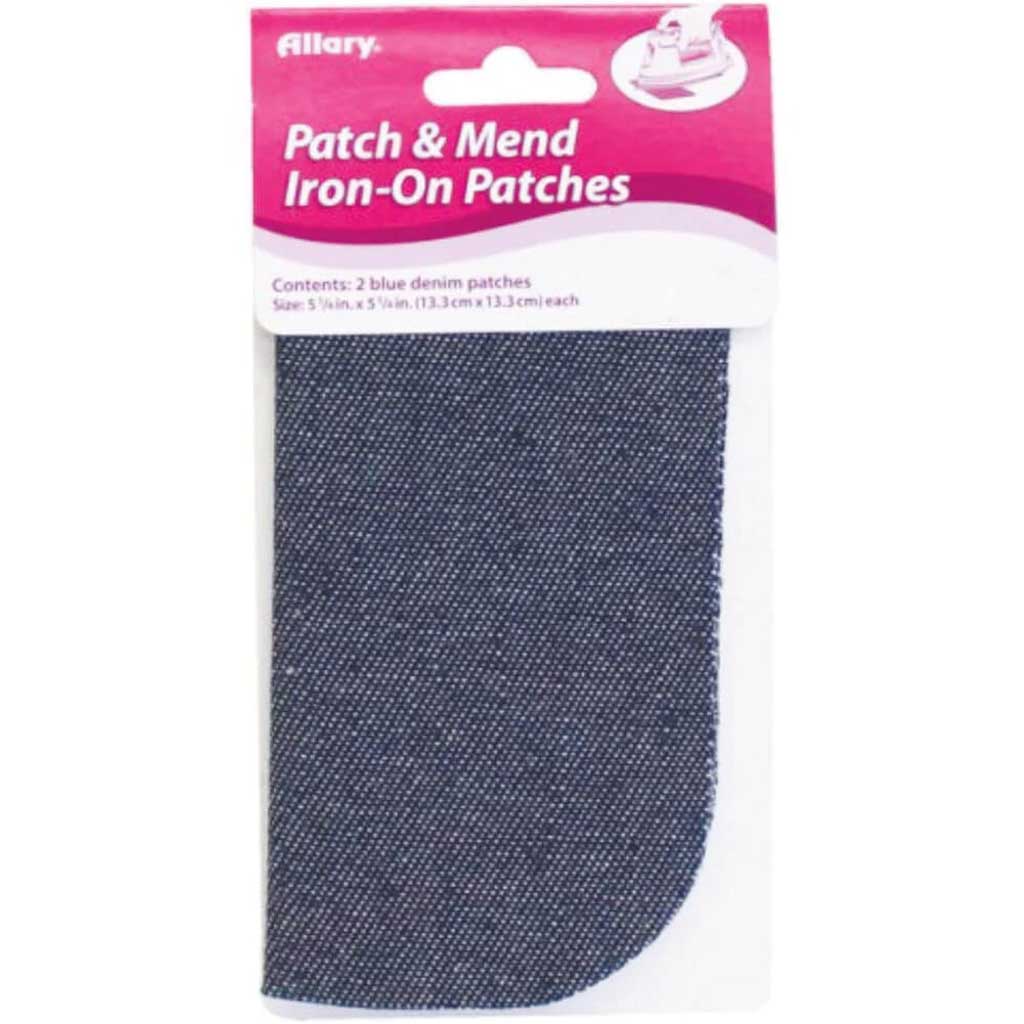 Iron-On Patches Blue Denim 2ct