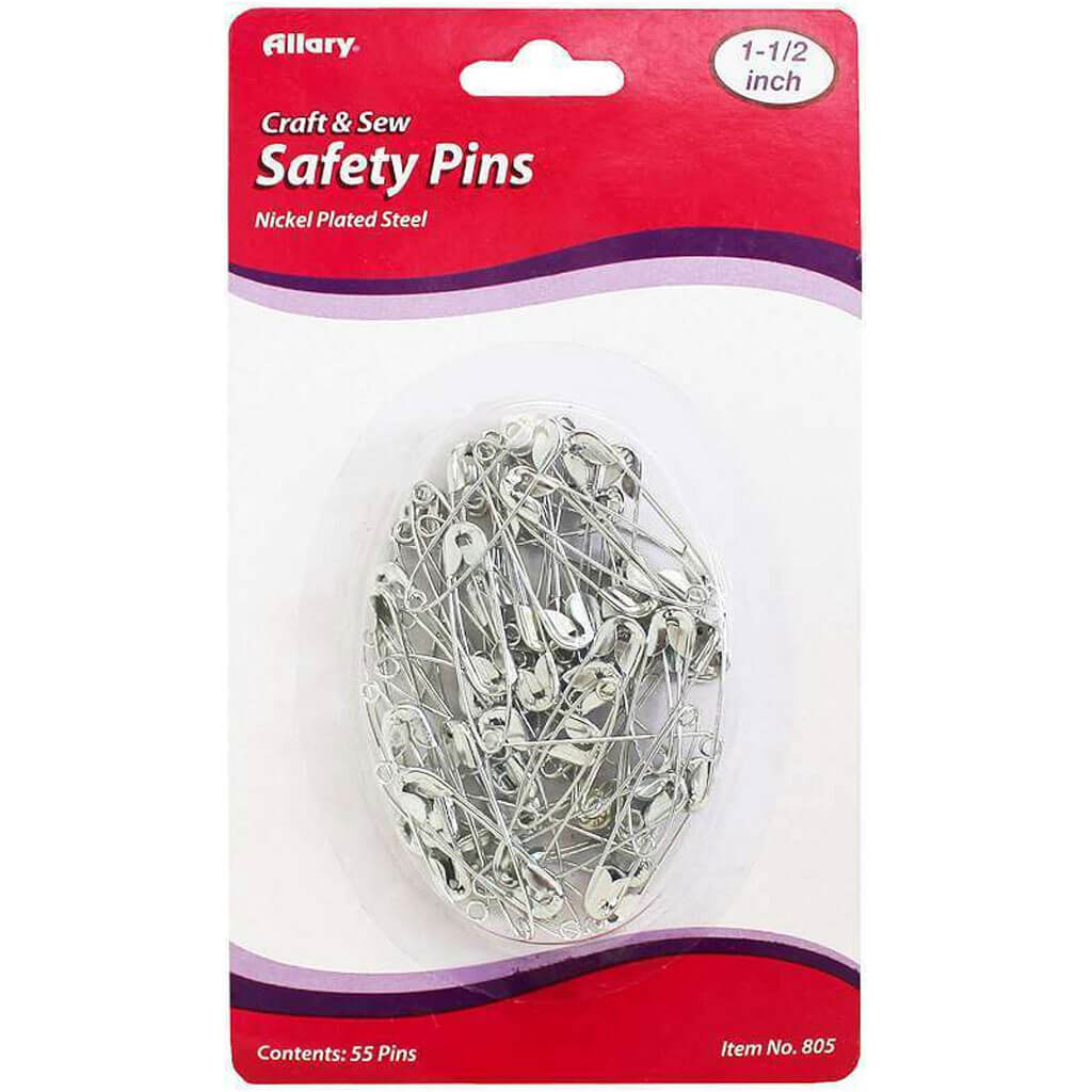 Safety Pins Steel 1 1/2in 55ct