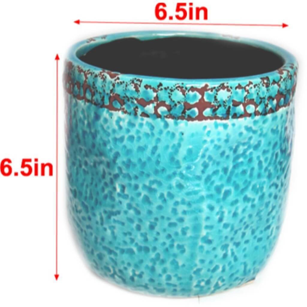 6.5Hx6.5In Cylinder Ceramic Turquoise 