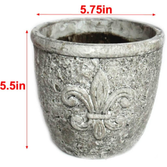 5.5Hx5.75In Cup Stone W/ Fleur-De-Lis 
