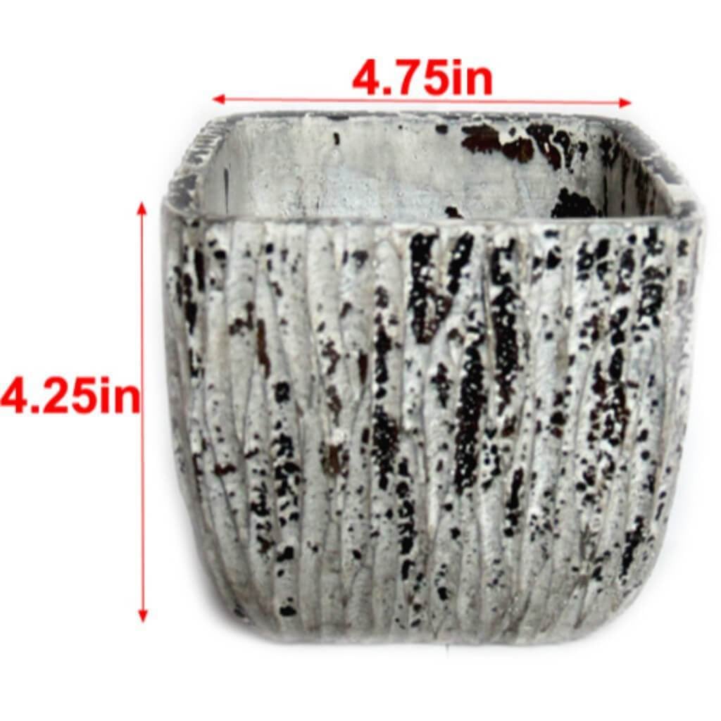 4.25Hx4.75In Square Stone Planter 