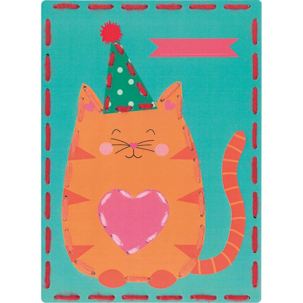 Vervaco/Kits 4 Kids Embroidery Cards Kit 7.25in x 10.25in Cat &amp; Panda