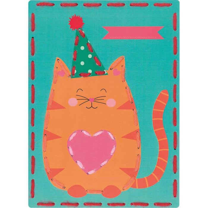 Vervaco/Kits 4 Kids Embroidery Cards Kit 7.25in x 10.25in Cat & Panda