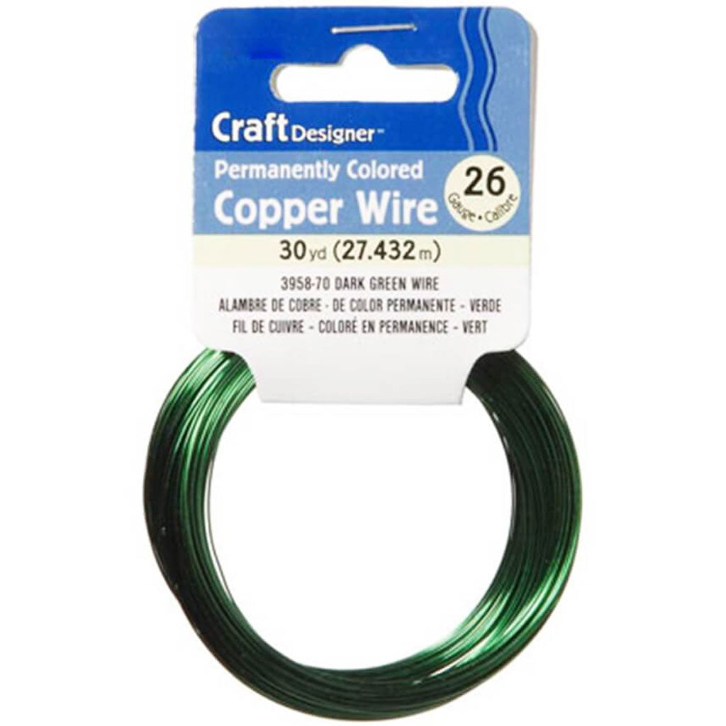 Craft Wire 26 Gauge Dark Green 30 yards 