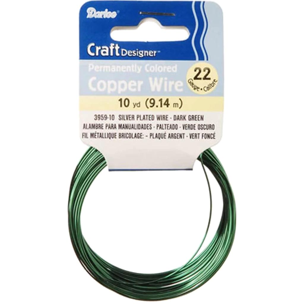 Silver Plated Copper Wire 22 Gauge Dark Green 10 Yards 