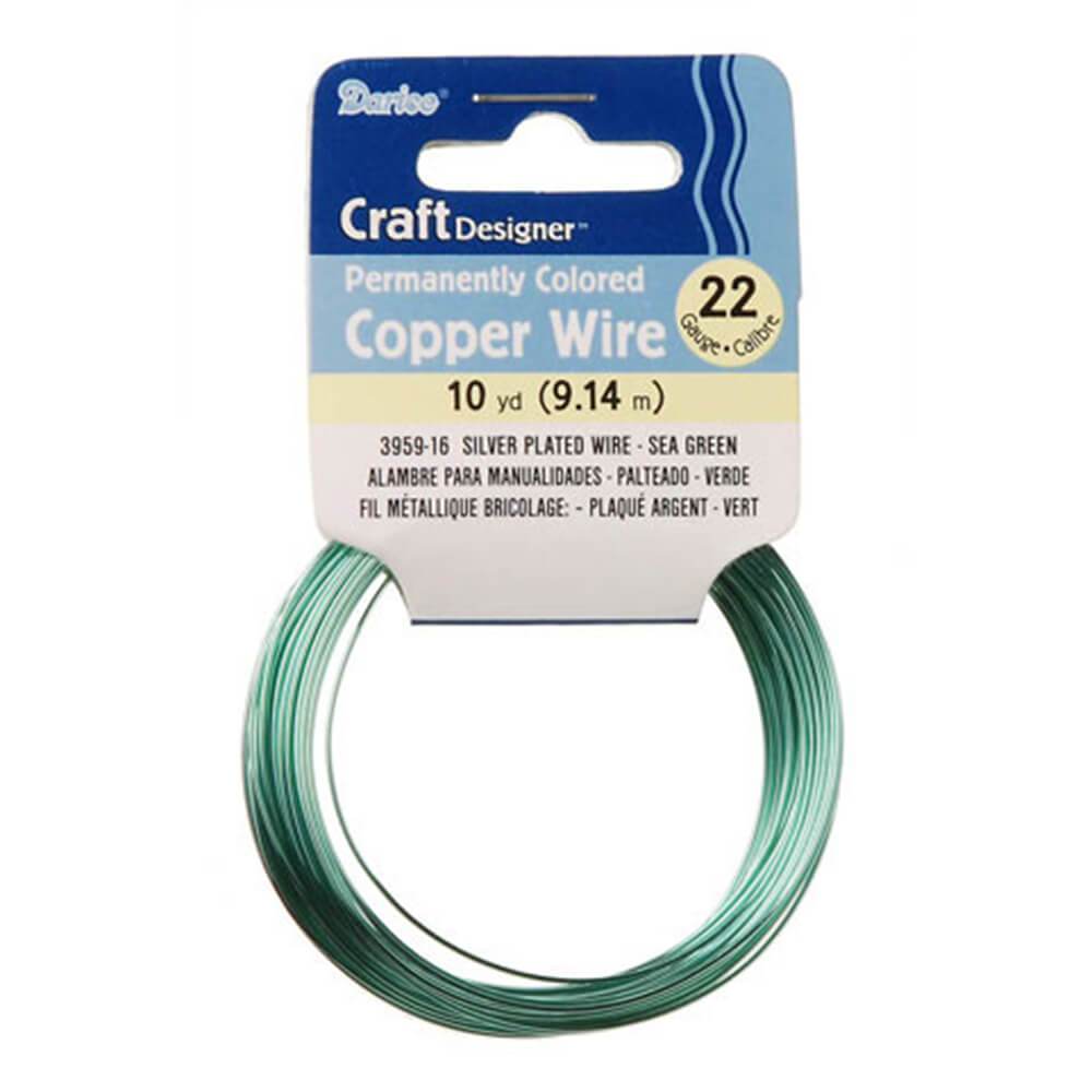 Silver Plated Copper Wire 22 Gauge Sea Green 10 Yards