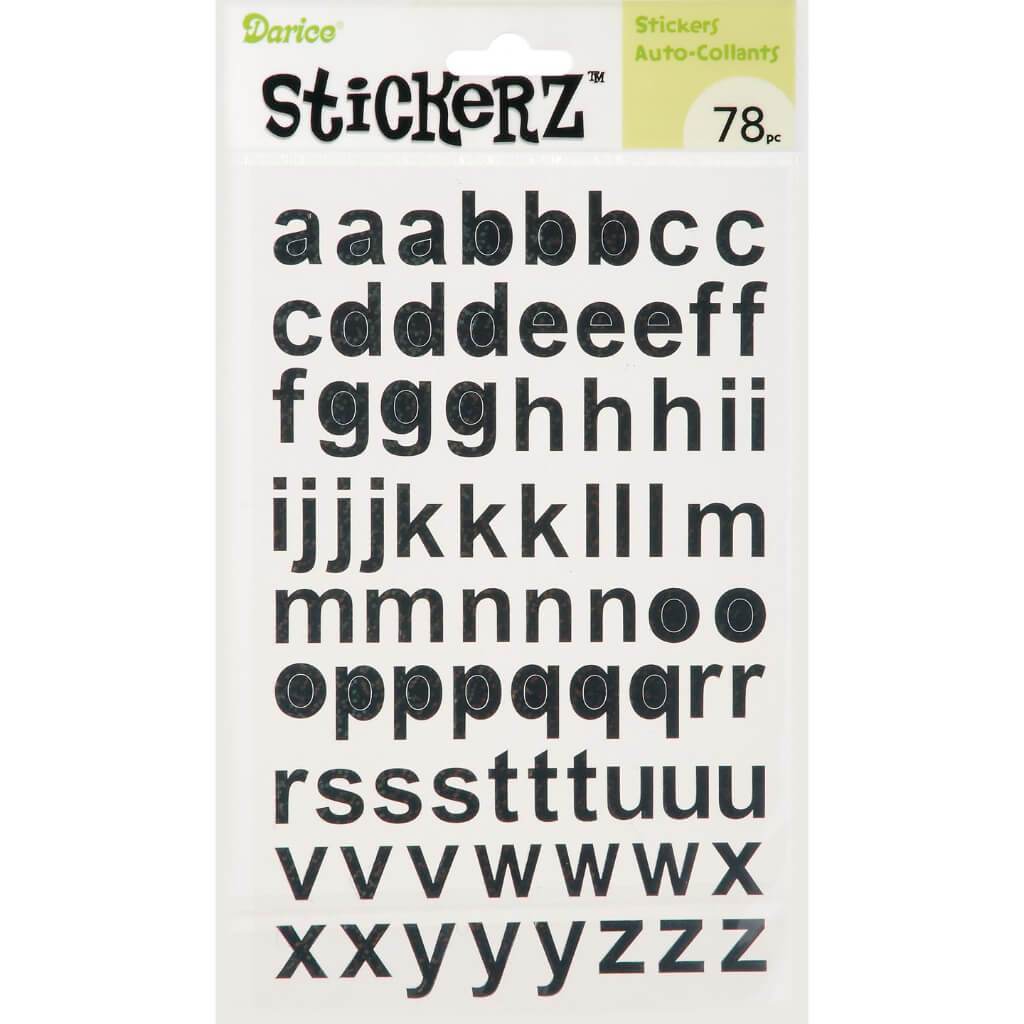 STICKER GLITTER LOWERCASE LETTERS 5X8IN 