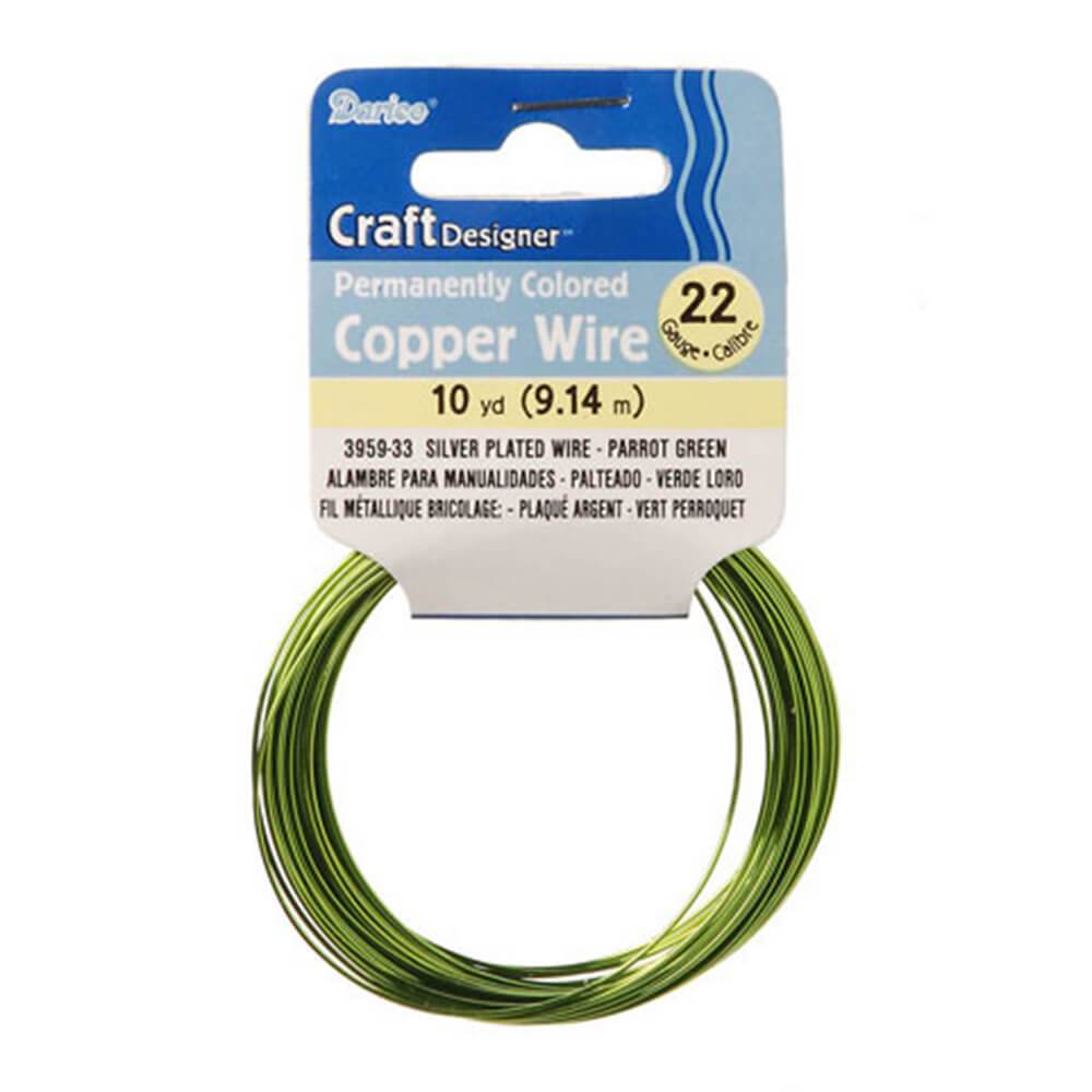 Silver Plated Copper Wire 22 Gauge Parrot Green 10 Yards 