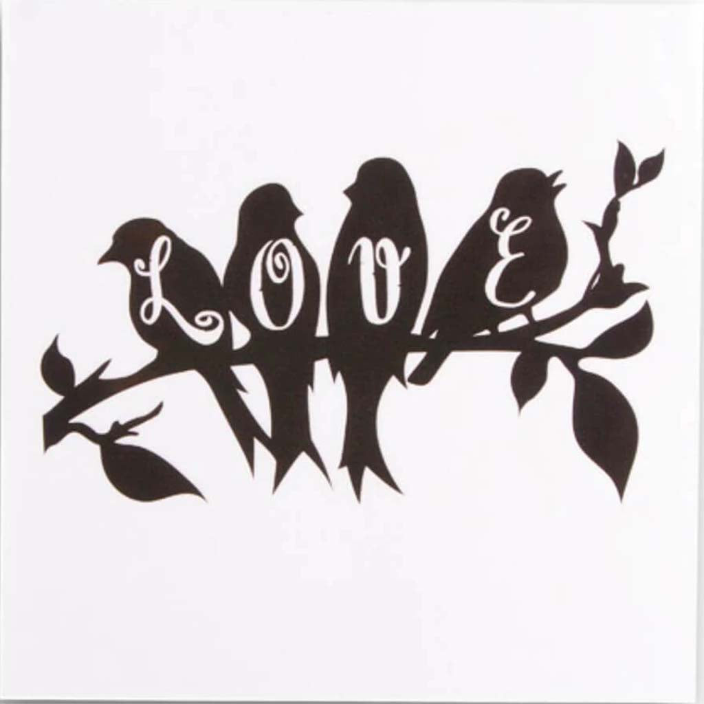 Birds Love Decal: Black, 6 x 6 inches 