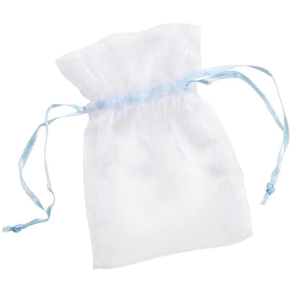 ORGANZA BAG 3X4IN 12P WHT BLU 