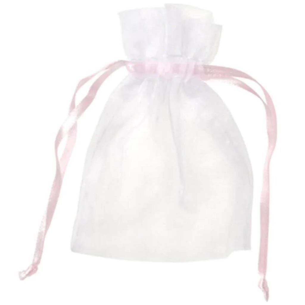 ORGANZA BAG 3X4 WHT PNK TRM 