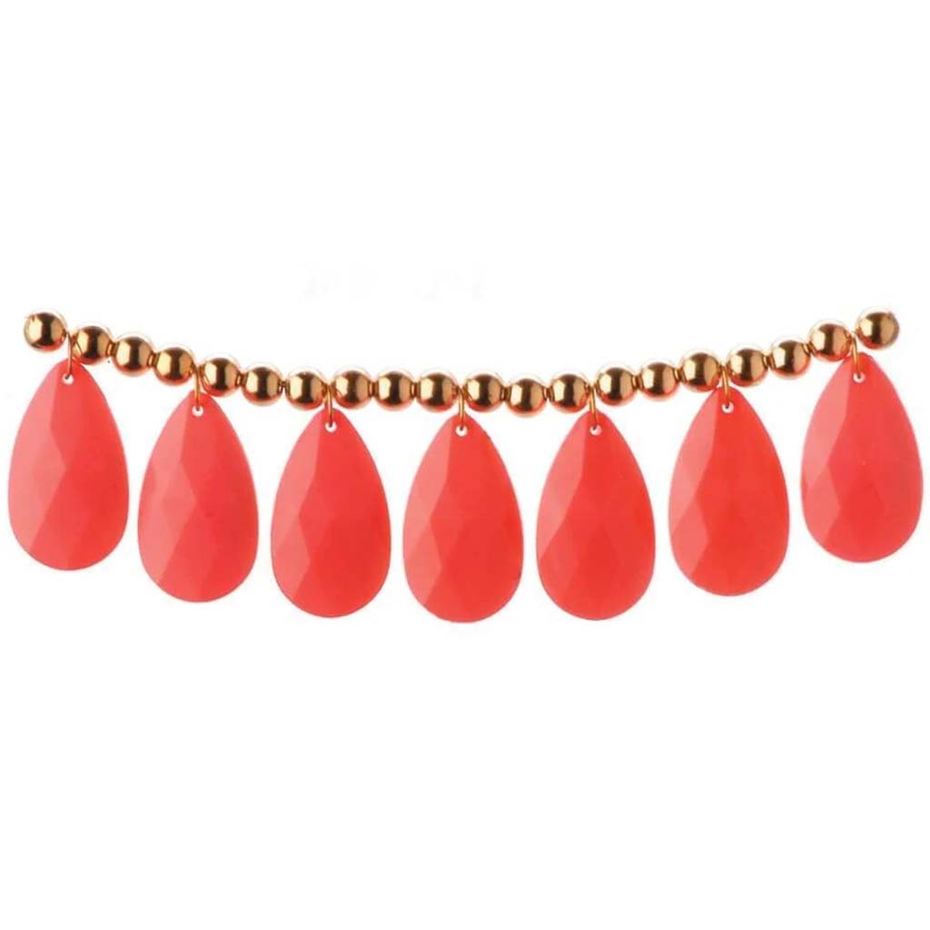 ACRYLIC BEADS TEARDROP CORAL 21X37MM 