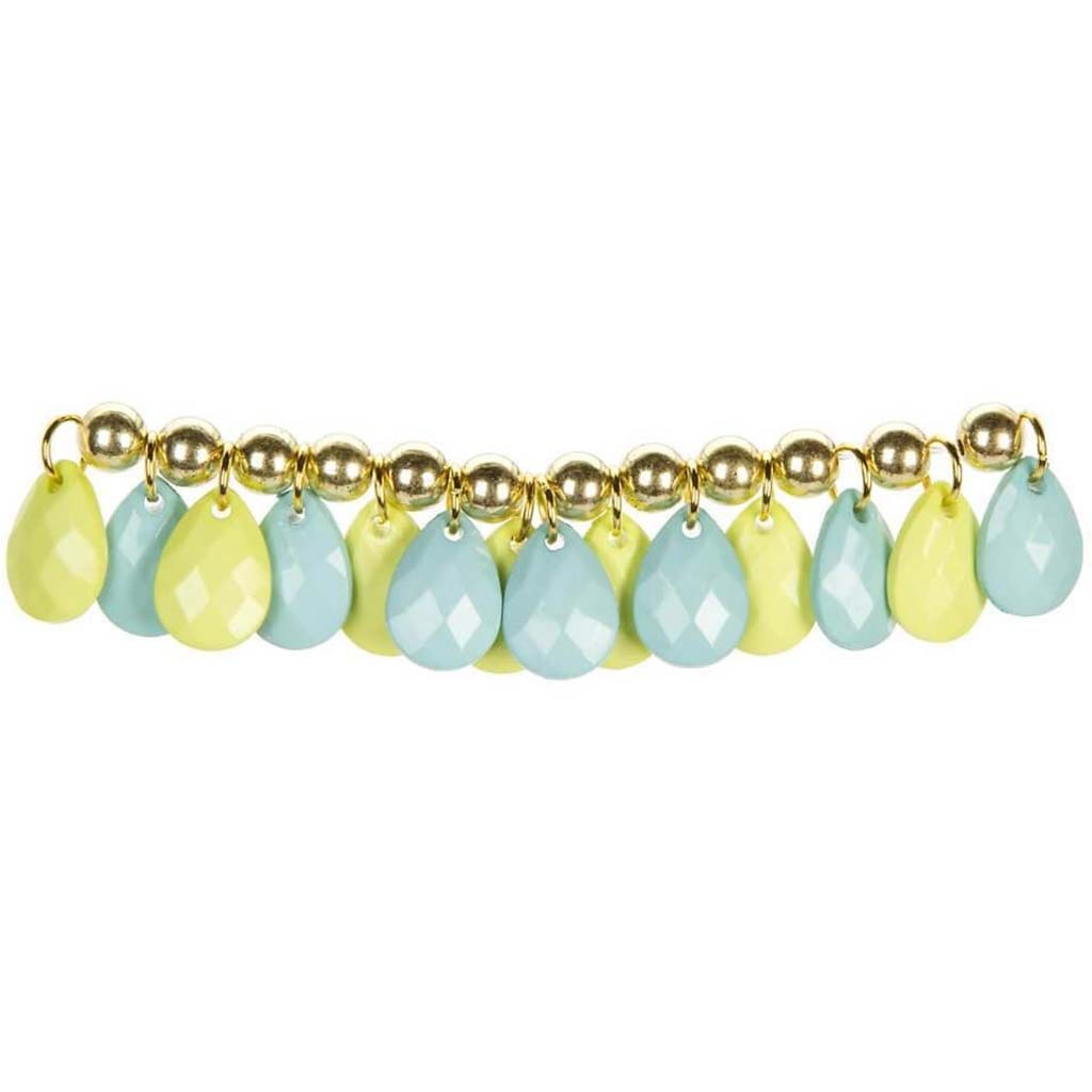 ACRYLIC BEADS TEARDROP LIME &amp; MINT 13X18MM 