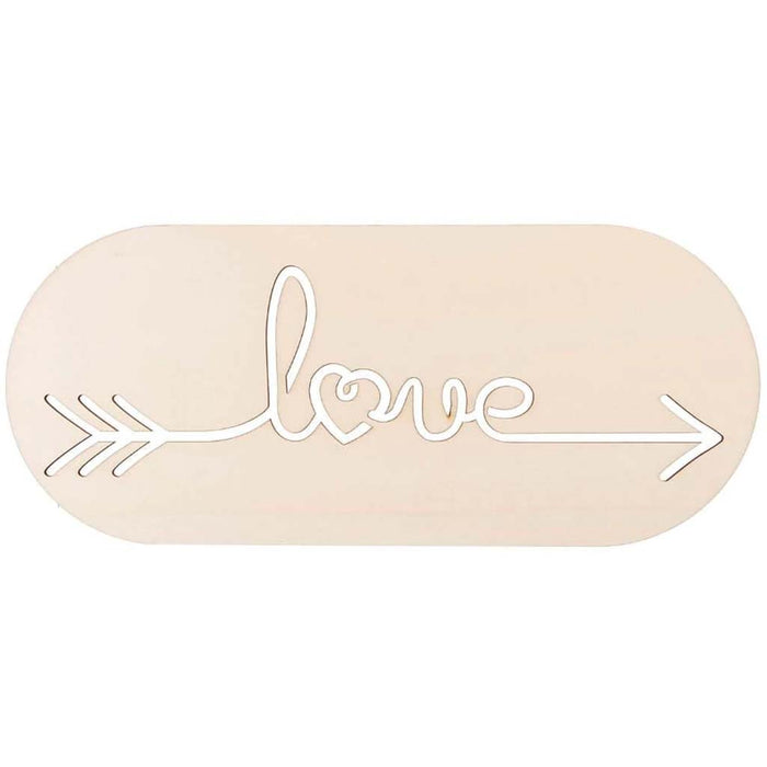 WOOD LASER RND RECT LOVE 14X6IN 