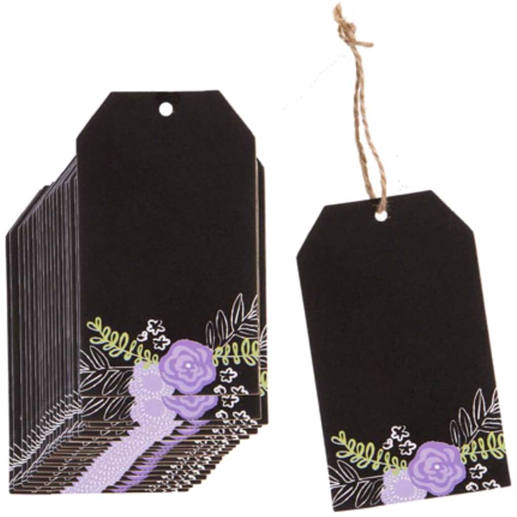 CHALK PAPER TAG PURPLE FLWR 