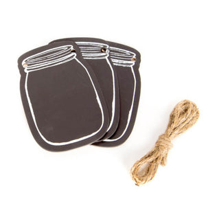 Chalkboard Mason Jar Tags with Jute Wood 2.3 x 3.3 inches 3 pieces