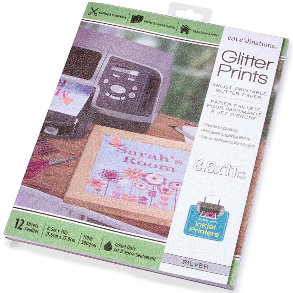 PAPER GLITTER PRINT SILVER 12PK 8.5X11IN 