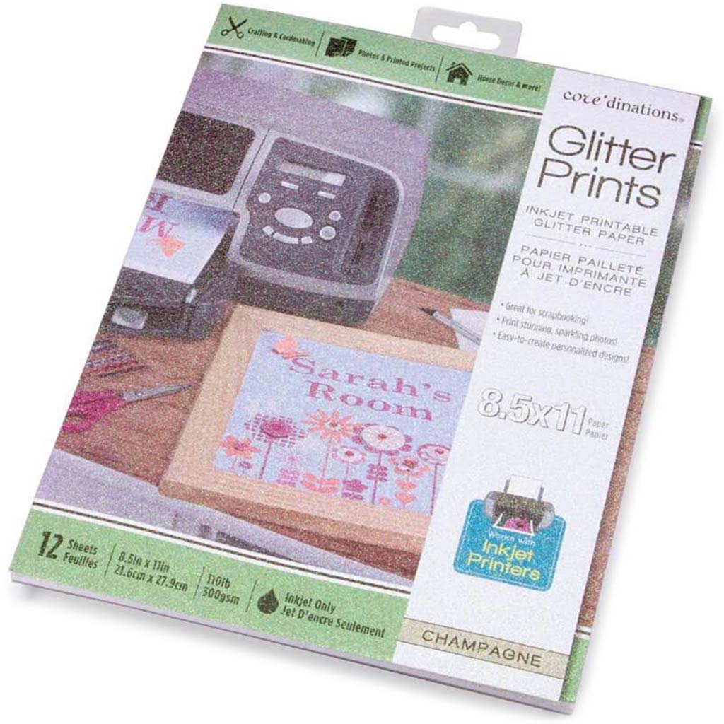 PAPER GLITTER PRINT CHAMPAGNE 12PK 8.5X11IN 