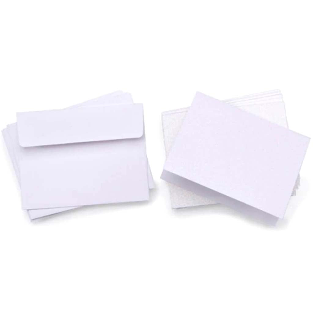 GLITTER PRINT CARD &amp; ENVELOPE WHITE 10PK A2 