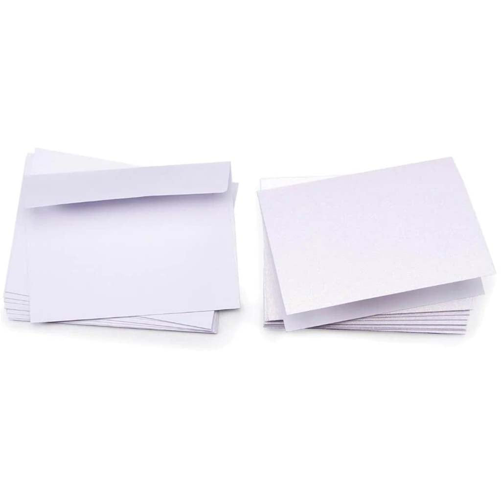 GLITTER PRINT CARD &amp; ENVELOPE WHITE 10PK A7 