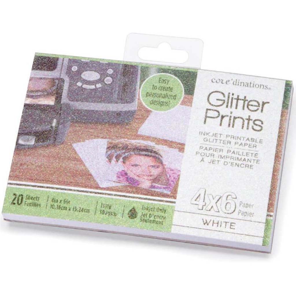 PAPER GLITTER PRINT WHITE 20PK 4X6IN 