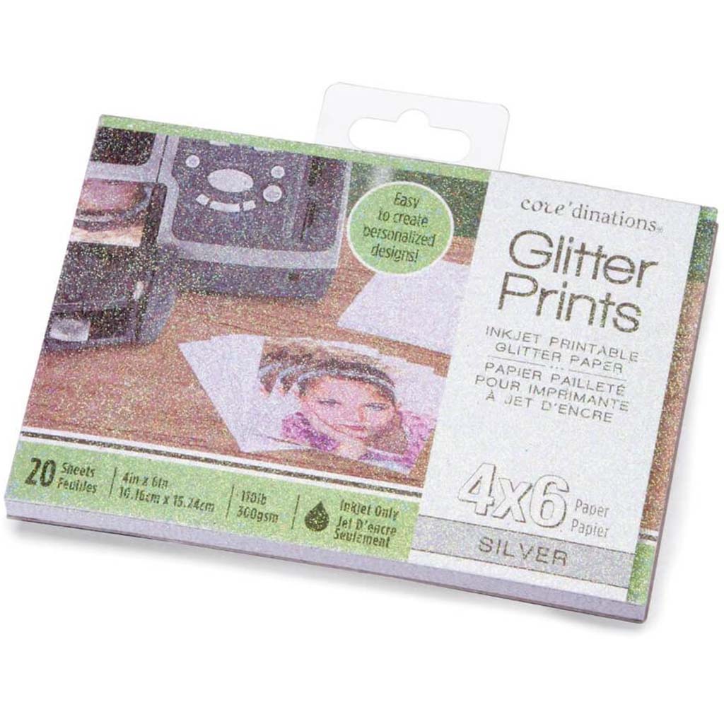 PAPER GLITTER PRINT SILVER 20PK 4X6IN 