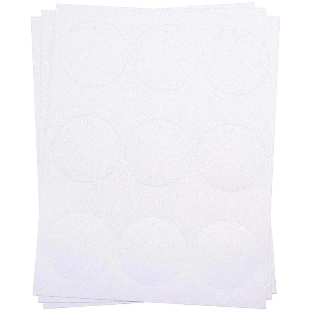 GLITTER PRINTS CIRCLE TAGS WHITE 27PCS 