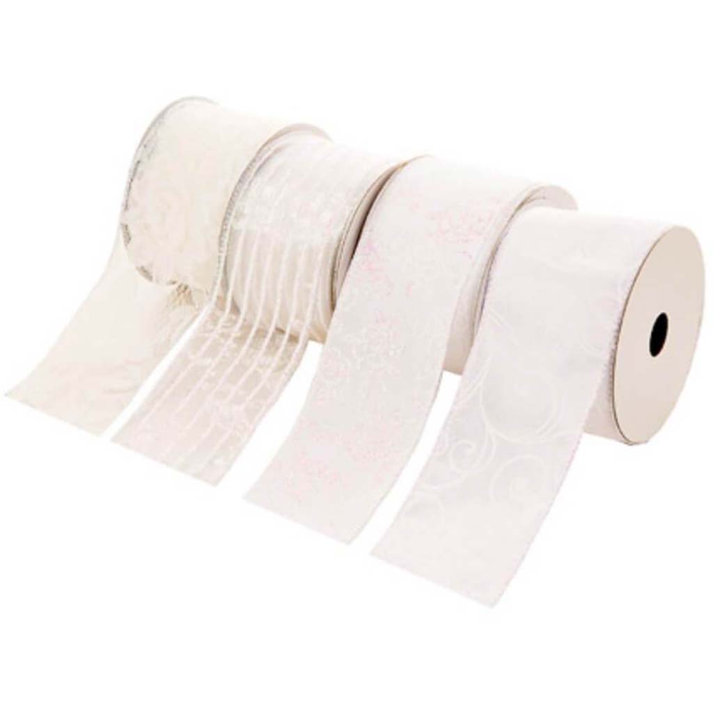 BRIDL RIBBON WH AST 2.5INX25FT 