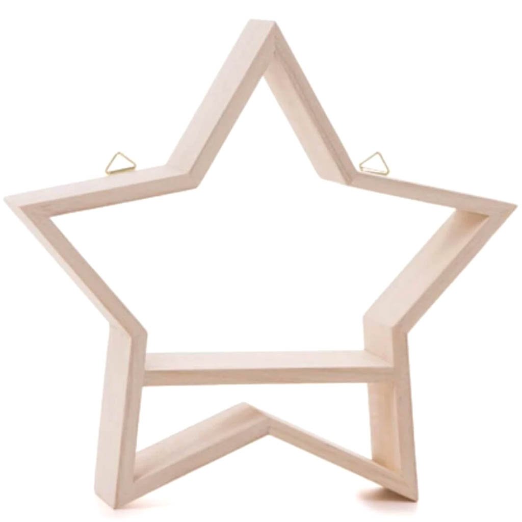 Unfinished Wood Shelf Star 