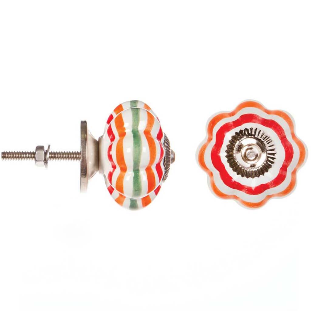 KNOB CERM MULTI COLOR STRIPE 