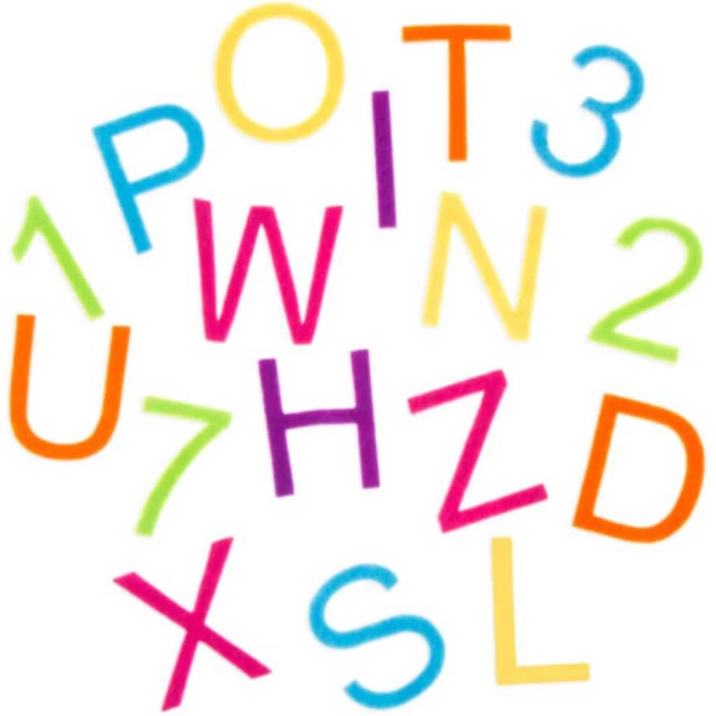 Felt Alphabet Letter Stickers Bright Colors 2 inches 79 assorted size 