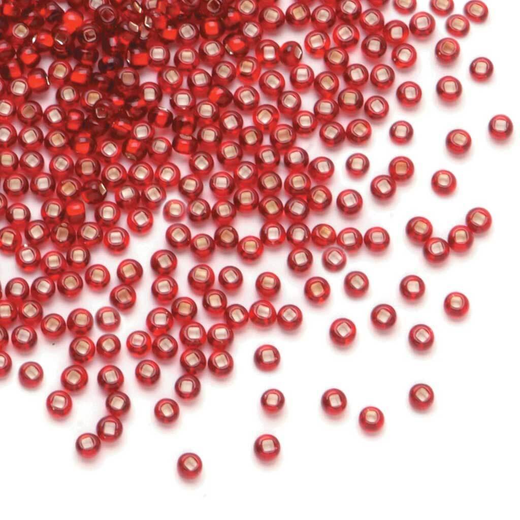 Silver Lined Czech Seed Beads Ruby 8/0