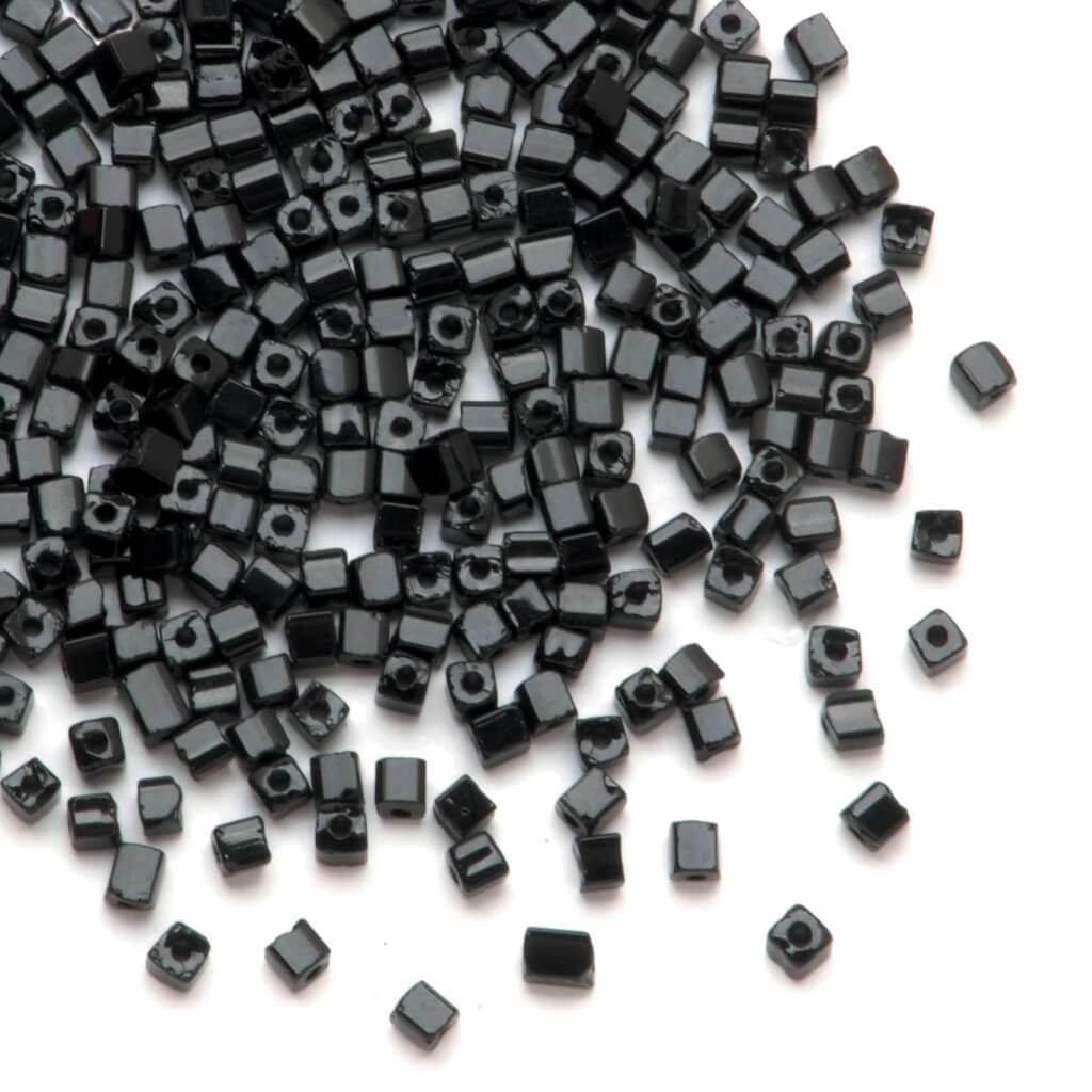 SEED BEAD GEO GLOSSY BLACK 22G 