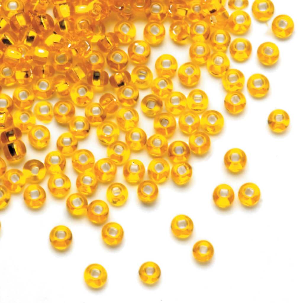SEED BEAD SLVR LINE YELLOW 24G 