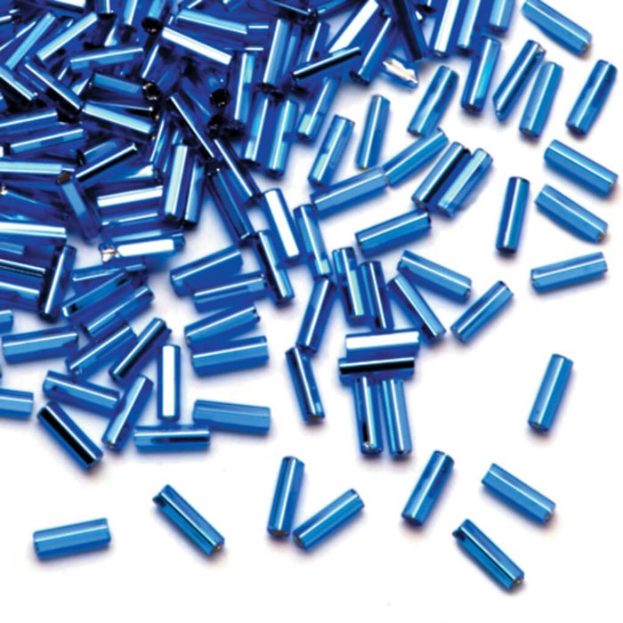 Dazzle-It! Silver-lined Czech Bugle Beads Sapphire #3 