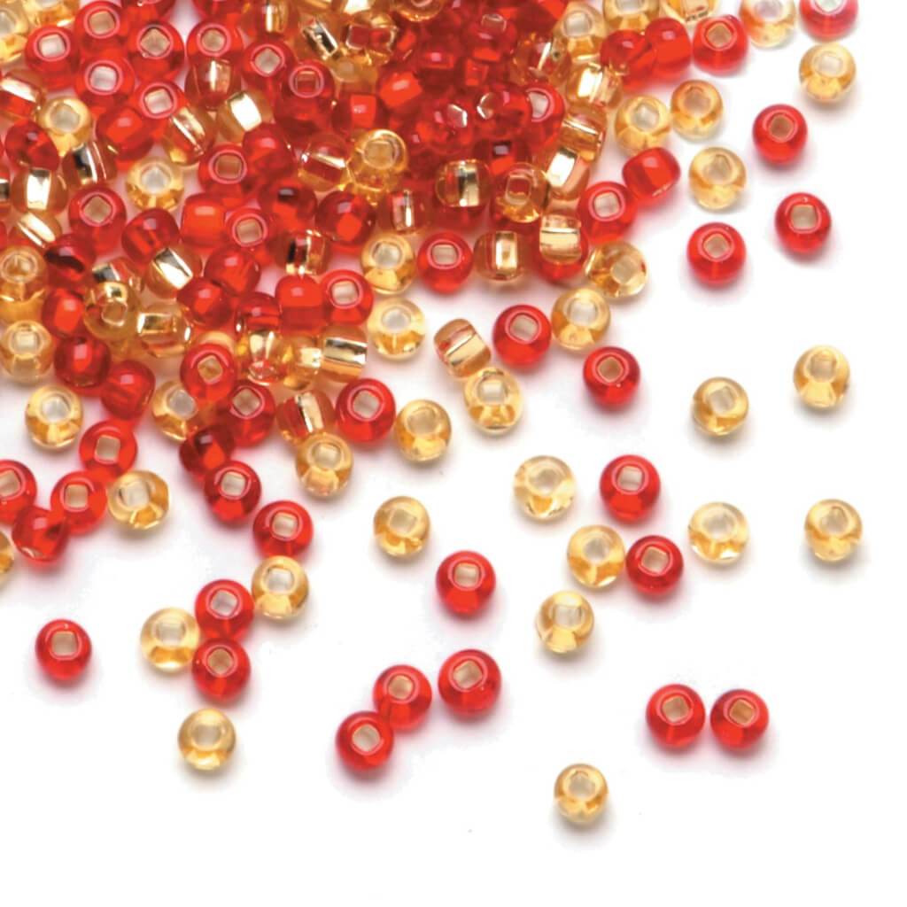 SEED BEAD RUBY &amp; GOLD MIX 6/0 24G 