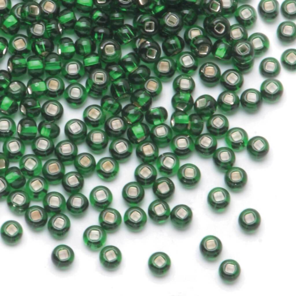 SEED BEAD SLVR KELLY GREEN 6/0 24G 