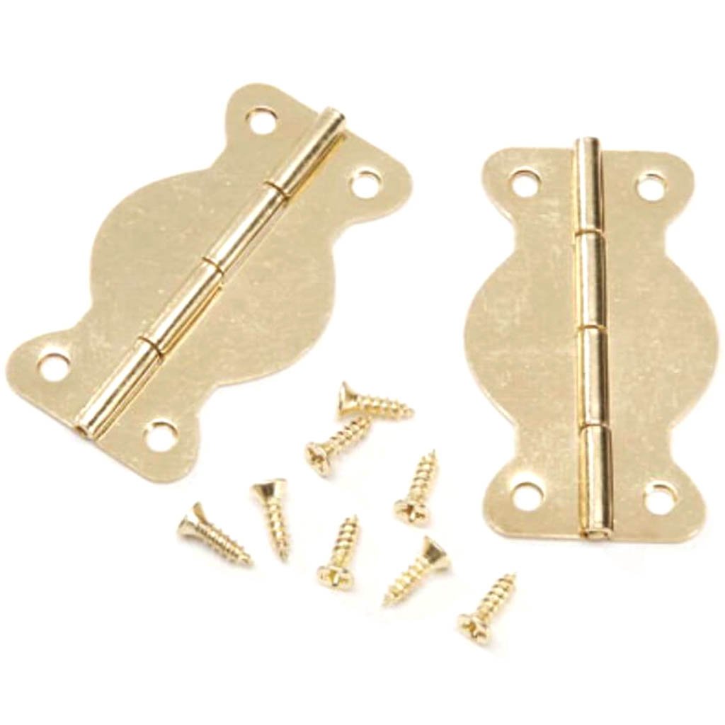 Iron Hinges with Brass Plated Screws Curved 