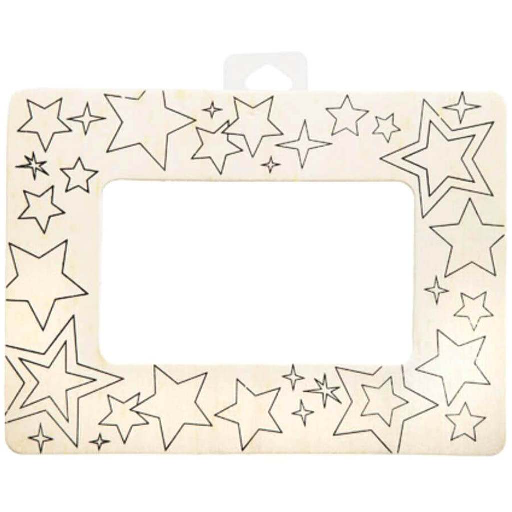 Star Color-In Picture Frame Unfinished Wood 