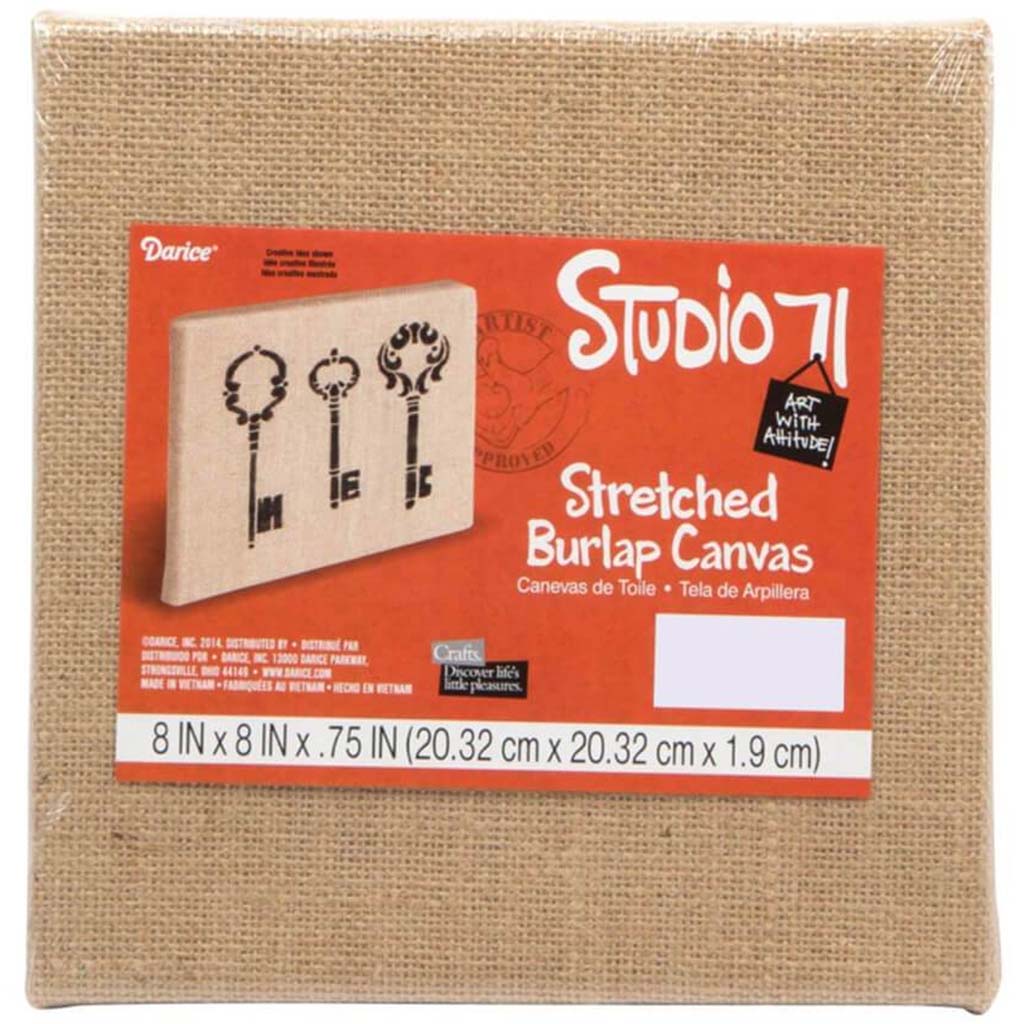 BURLAP STRETCHED CANVAS 8X8 