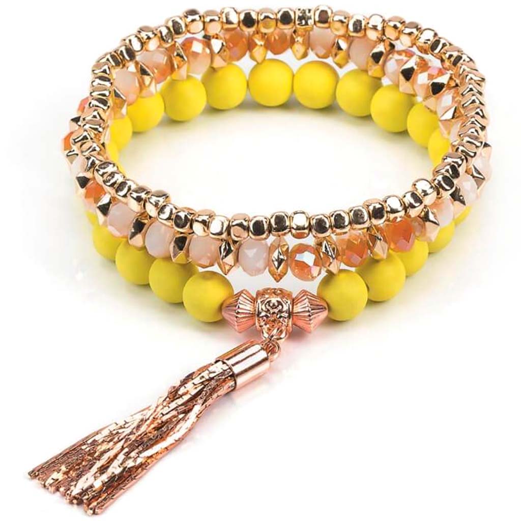 BRACELET ACRYLIC CITRON 3PC 7.5IN 