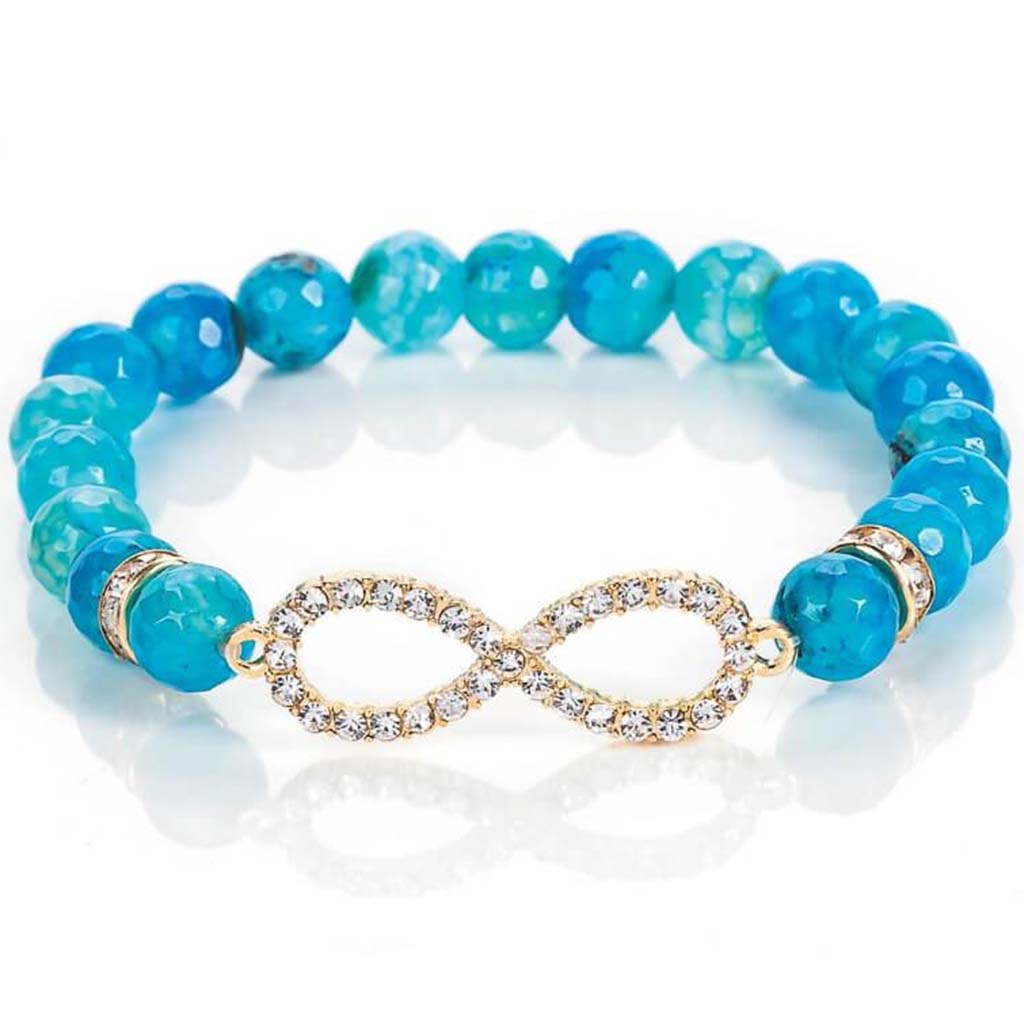 BRACELET GLASS BLUE 1PC 7.5IN 