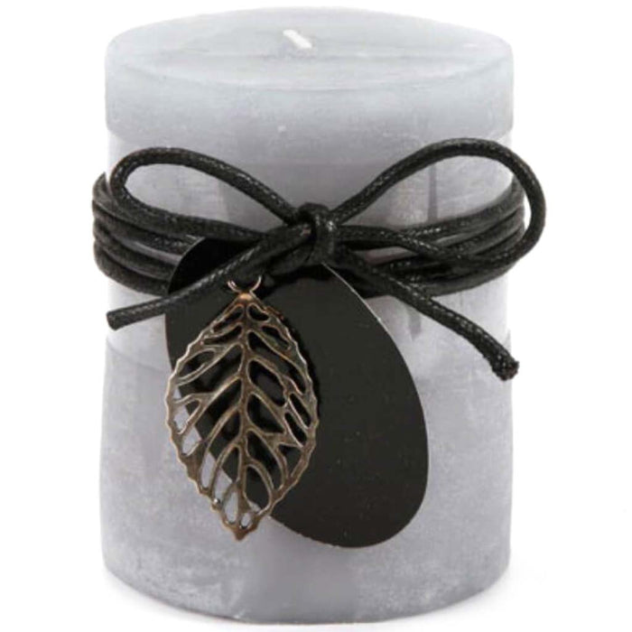 CANDLE PILLAR ICED GRAY 3X4IN 