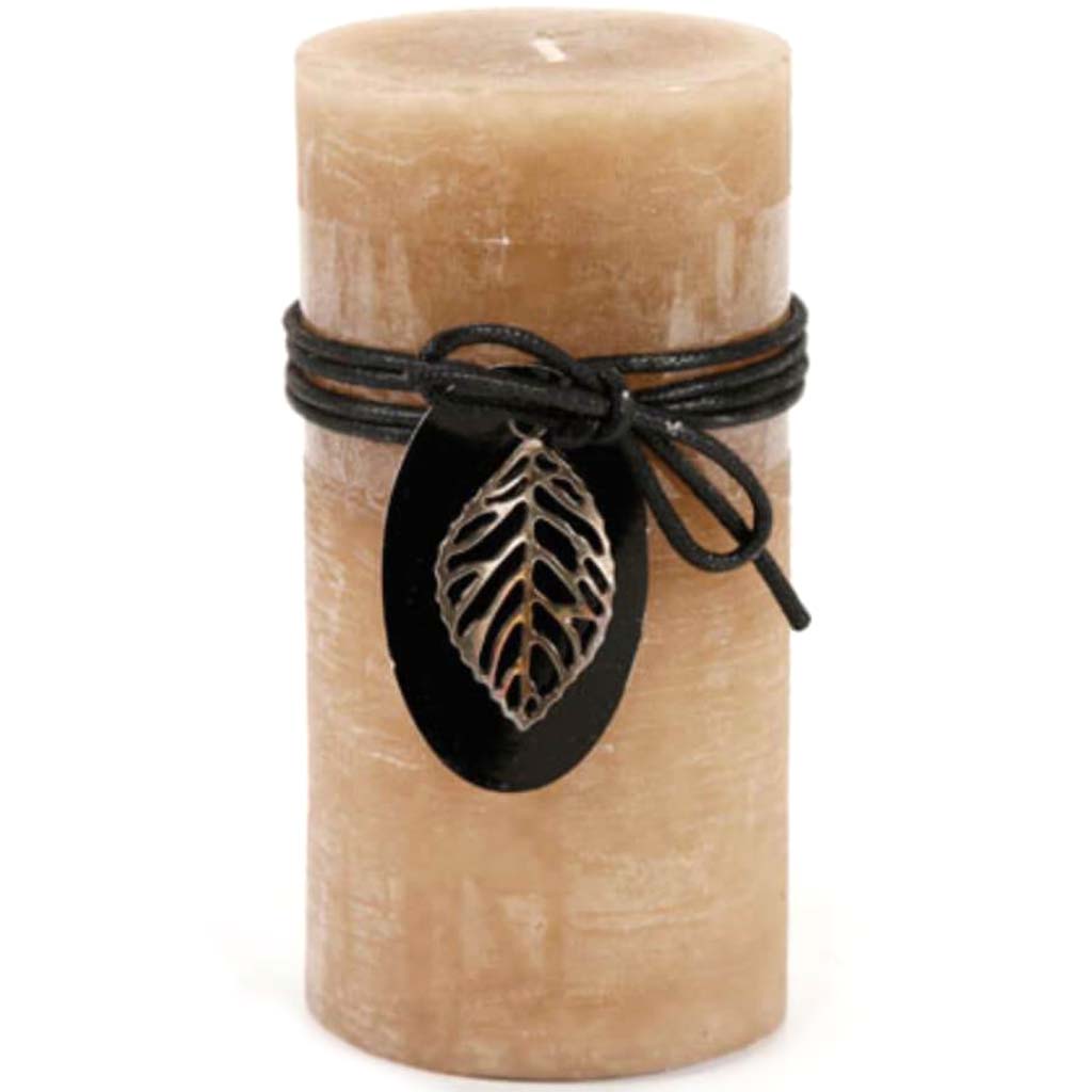 CANDLE PILLAR ICED BEIGE 3X6IN 